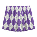 White And Purple Argyle Pattern Print Mesh Shorts