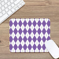 White And Purple Argyle Pattern Print Mouse Pad
