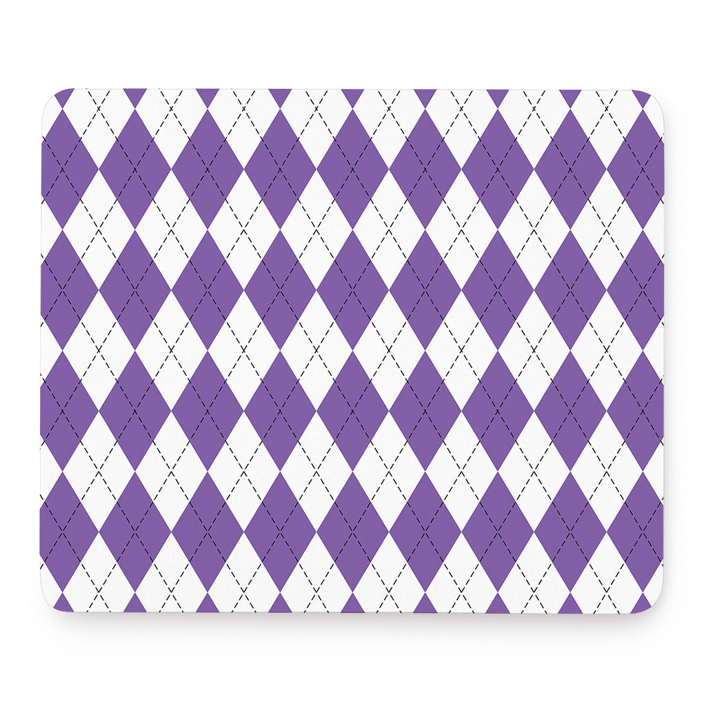 White And Purple Argyle Pattern Print Mouse Pad