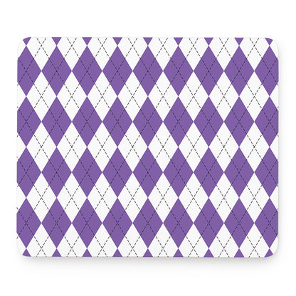 White And Purple Argyle Pattern Print Mouse Pad