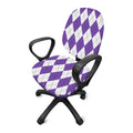 White And Purple Argyle Pattern Print Office Chair Cover