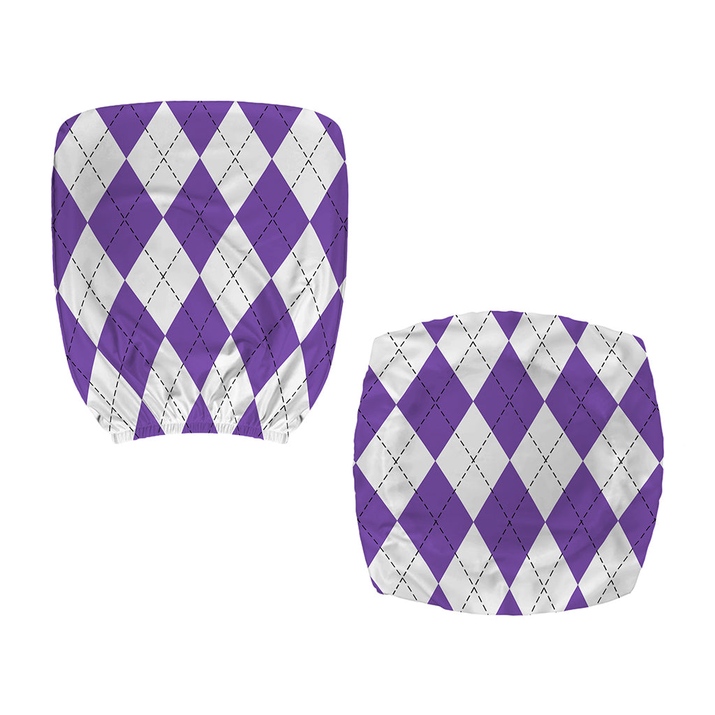 White And Purple Argyle Pattern Print Office Chair Cover