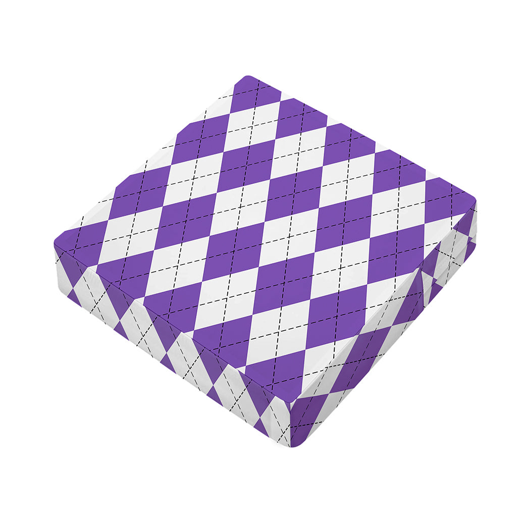 White And Purple Argyle Pattern Print Outdoor Seat Cushion Cover