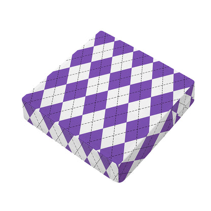 White And Purple Argyle Pattern Print Outdoor Seat Cushion Cover