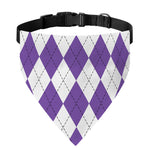 White And Purple Argyle Pattern Print Over The Collar Dog Bandana