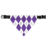 White And Purple Argyle Pattern Print Over The Collar Dog Bandana