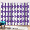 White And Purple Argyle Pattern Print Pencil Pleat Curtains