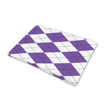 White And Purple Argyle Pattern Print Pet Cooling Mat Cover