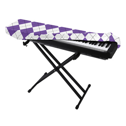 White And Purple Argyle Pattern Print Piano Keyboard Cover