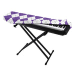 White And Purple Argyle Pattern Print Piano Keyboard Cover