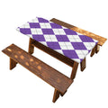 White And Purple Argyle Pattern Print Picnic Table Cover