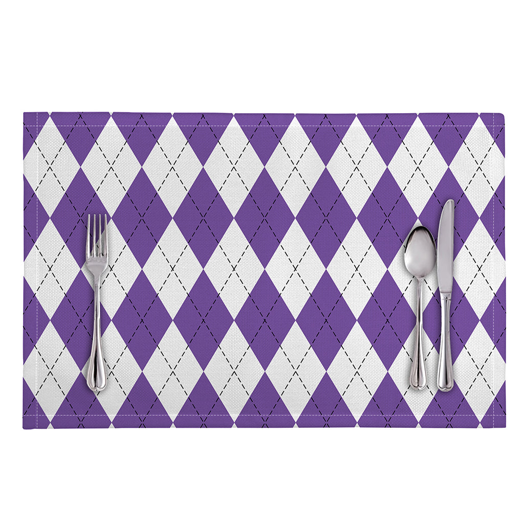 White And Purple Argyle Pattern Print Placemat