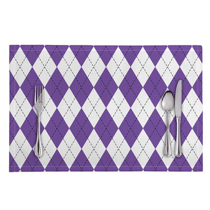 White And Purple Argyle Pattern Print Placemat