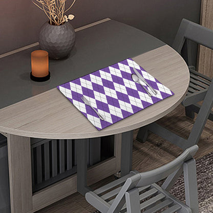 White And Purple Argyle Pattern Print Placemat