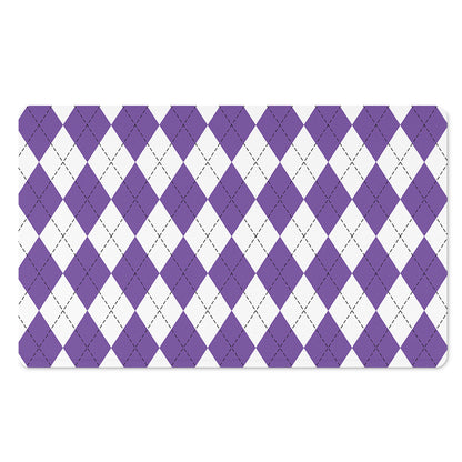 White And Purple Argyle Pattern Print Polyester Doormat