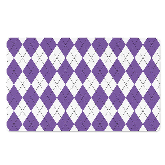 White And Purple Argyle Pattern Print Polyester Doormat