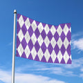 White And Purple Argyle Pattern Print Polyester Flag