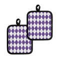 White And Purple Argyle Pattern Print Pot Holders