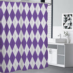 White And Purple Argyle Pattern Print Premium Shower Curtain