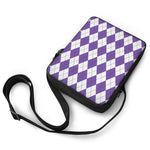 White And Purple Argyle Pattern Print Rectangular Crossbody Bag