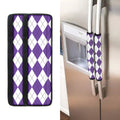 White And Purple Argyle Pattern Print Refrigerator Handle Covers