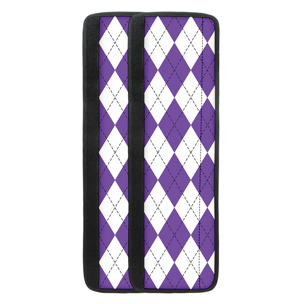 White And Purple Argyle Pattern Print Refrigerator Handle Covers