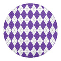 White And Purple Argyle Pattern Print Round Blanket
