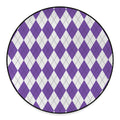 White And Purple Argyle Pattern Print Round Floor Mat