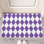 White And Purple Argyle Pattern Print Rubber Doormat