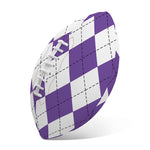 White And Purple Argyle Pattern Print Rugby Ball