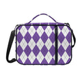 White And Purple Argyle Pattern Print Shoulder Strap Bible Bag