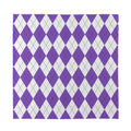 White And Purple Argyle Pattern Print Silk Bandana