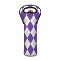 White And Purple Argyle Pattern Print Single Neoprene Wine Tote
