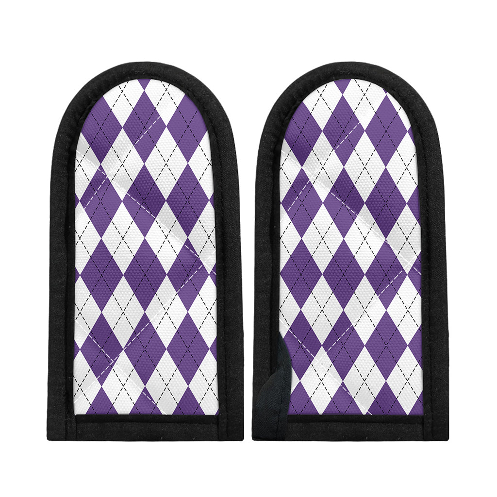 White And Purple Argyle Pattern Print Skillet Handle Cover