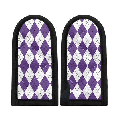 White And Purple Argyle Pattern Print Skillet Handle Cover