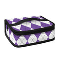 White And Purple Argyle Pattern Print Small Lunch Bag