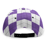White And Purple Argyle Pattern Print Snapback Cap