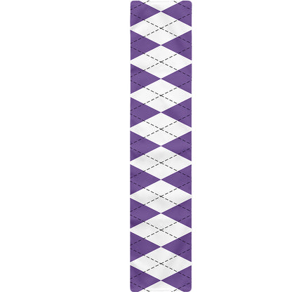 White And Purple Argyle Pattern Print Table Runner