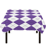 White And Purple Argyle Pattern Print Tablecloth