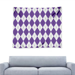 White And Purple Argyle Pattern Print Tapestry