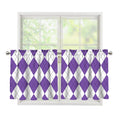 White And Purple Argyle Pattern Print Tier Curtains