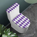 White And Purple Argyle Pattern Print Toilet Lid And Tank Cover Set