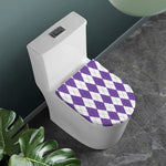White And Purple Argyle Pattern Print Toilet Lid Cover