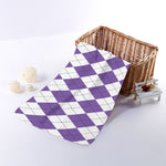 White And Purple Argyle Pattern Print Towel