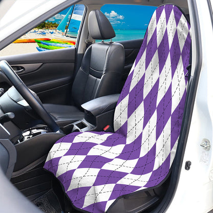 White And Purple Argyle Pattern Print Waterproof Car Seat Cover