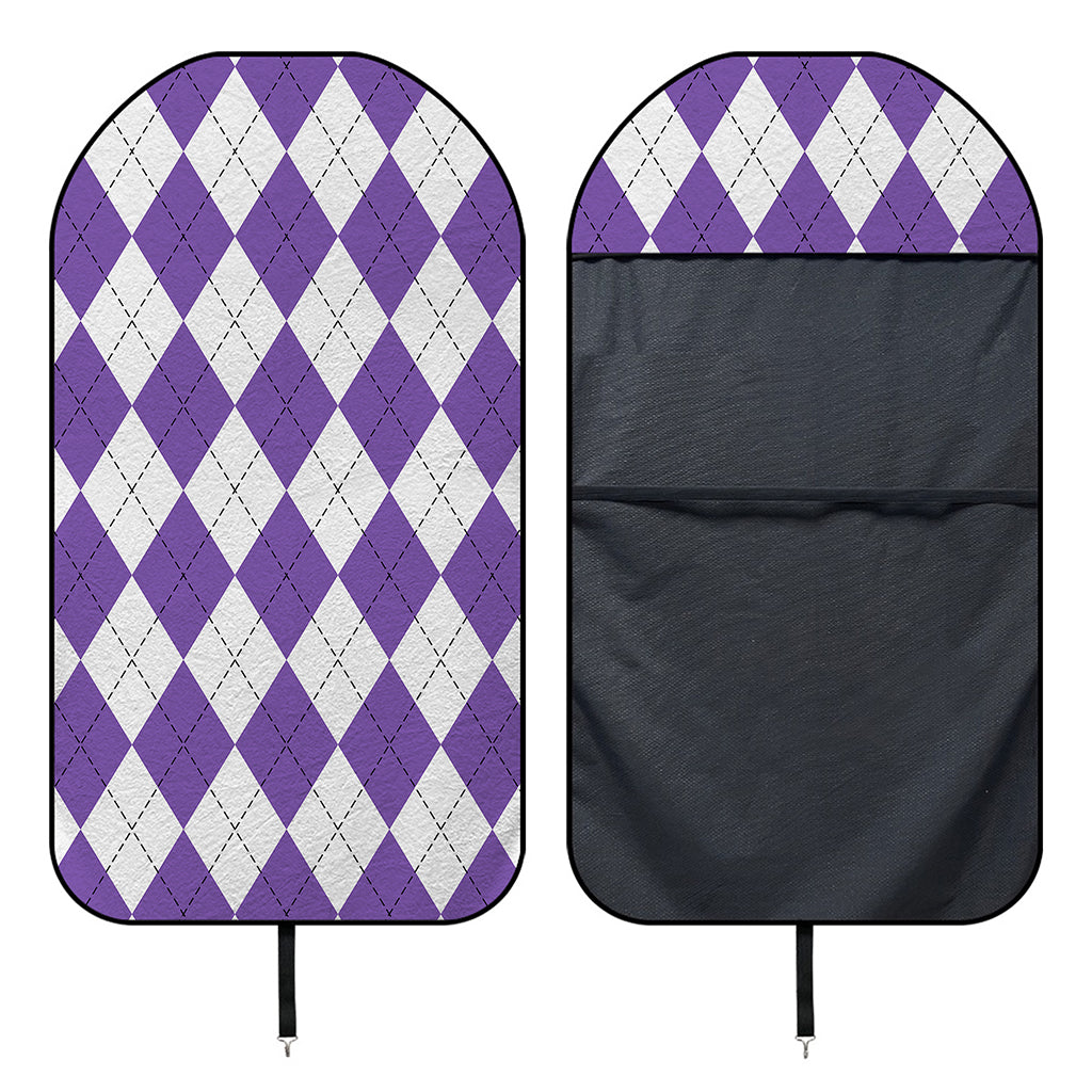 White And Purple Argyle Pattern Print Waterproof Car Seat Cover