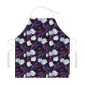 White And Purple Tulip Pattern Print Adjustable Apron