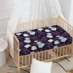 White And Purple Tulip Pattern Print Baby Crib Sheet