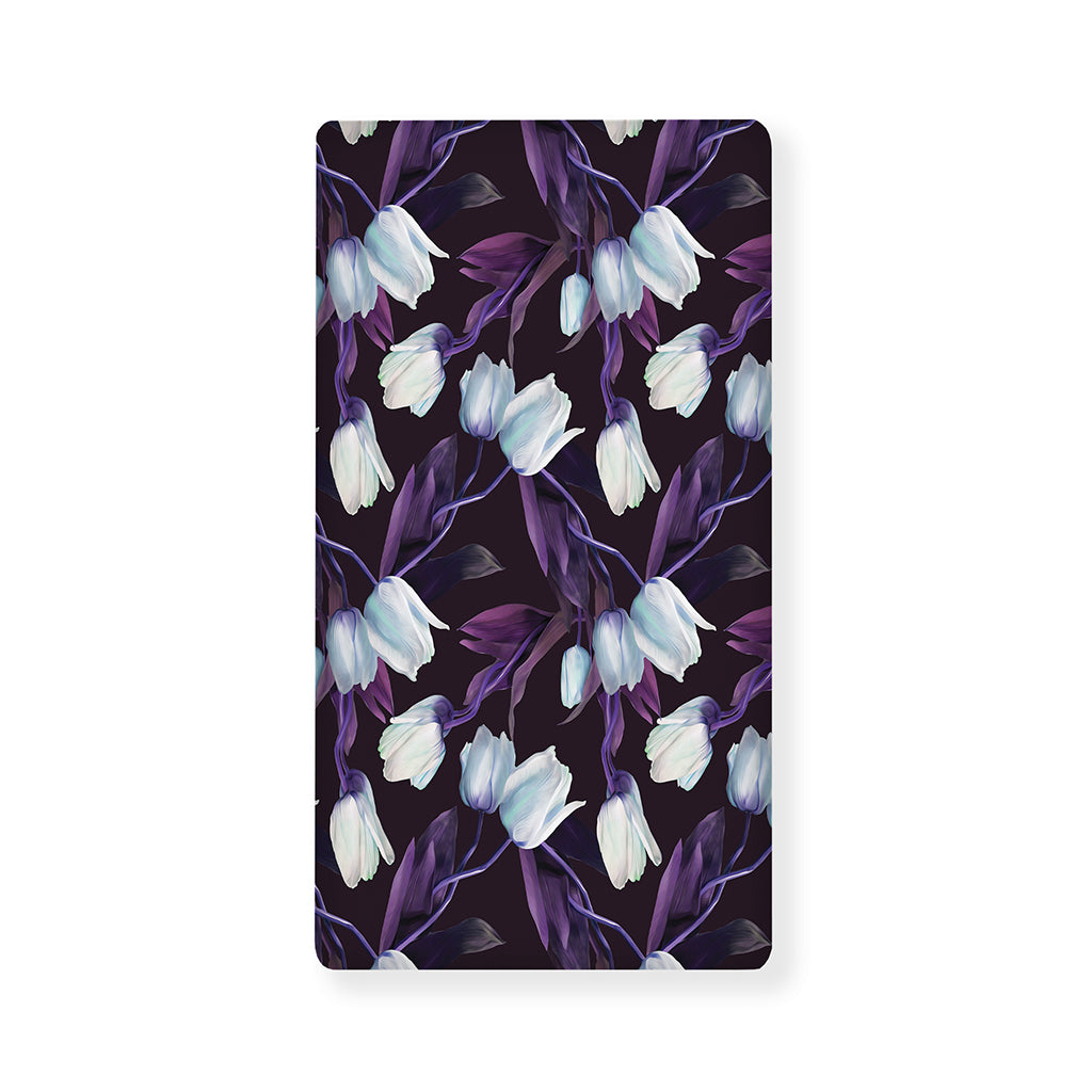 White And Purple Tulip Pattern Print Baby Crib Sheet