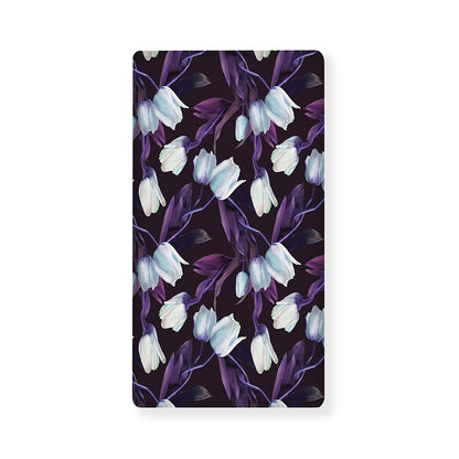White And Purple Tulip Pattern Print Baby Crib Sheet